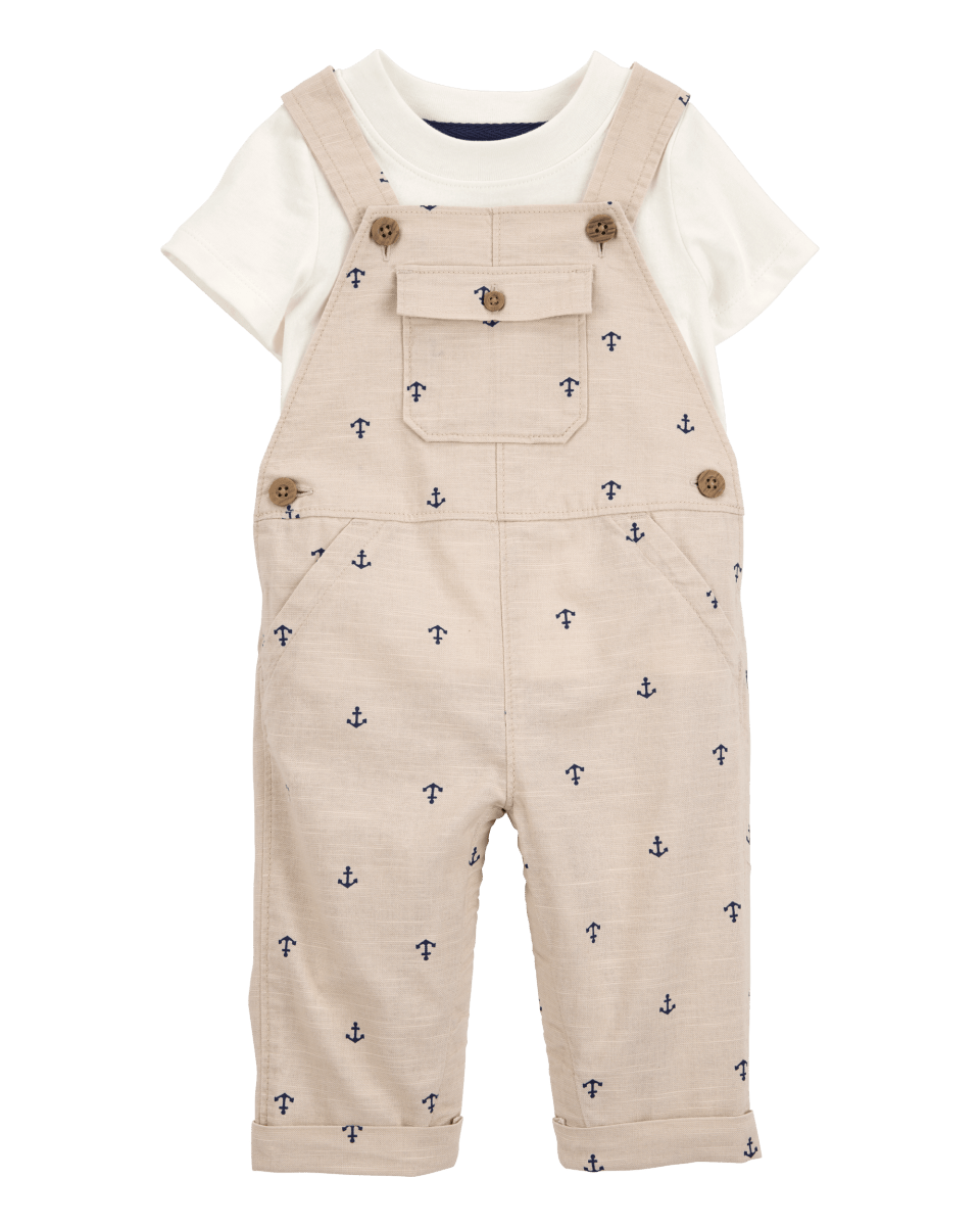 Conjunto de dos piezas con camiseta con ancla y peto