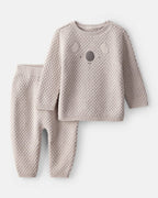 Conjunto de dos piezas con cardigán de sherpa con koala y pantalón