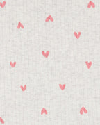 Conjunto de dos piezas de algodón acanalado, pantalón corto y blusa, diseño corazones
