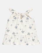 Conjunto de dos piezas de algodón, pantalón corto y blusa sin mangas, diseño palmas