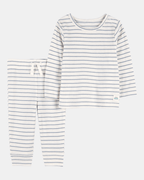 Conjunto de dos piezas de algodón, pantalón y camiseta, diseño a rayas