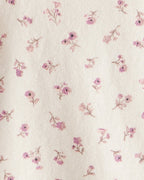 Conjunto de dos piezas en algodón con cardigán marfil floral y pantalón
