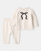 Conjunto dos piezas algodón camiseta estampada de lazos y pantalón