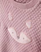Conjunto dos piezas algodón con cárdigan rosa estampado y pantalón