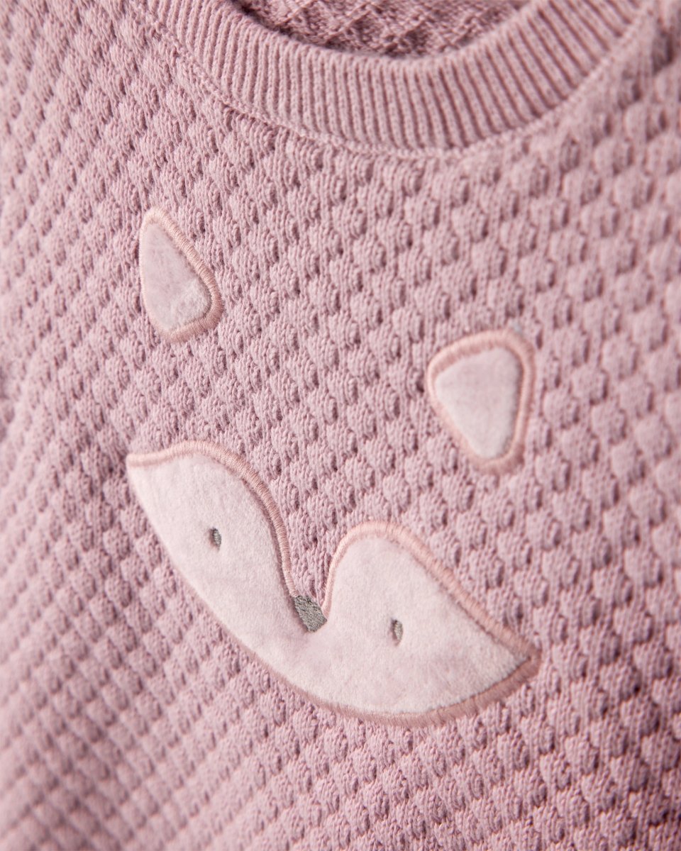 Conjunto dos piezas algodón con cárdigan rosa estampado y pantalón