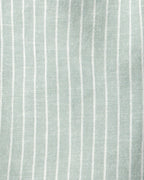 Conjunto dos piezas blusa y pantalón de lino, diseño a rayas verde