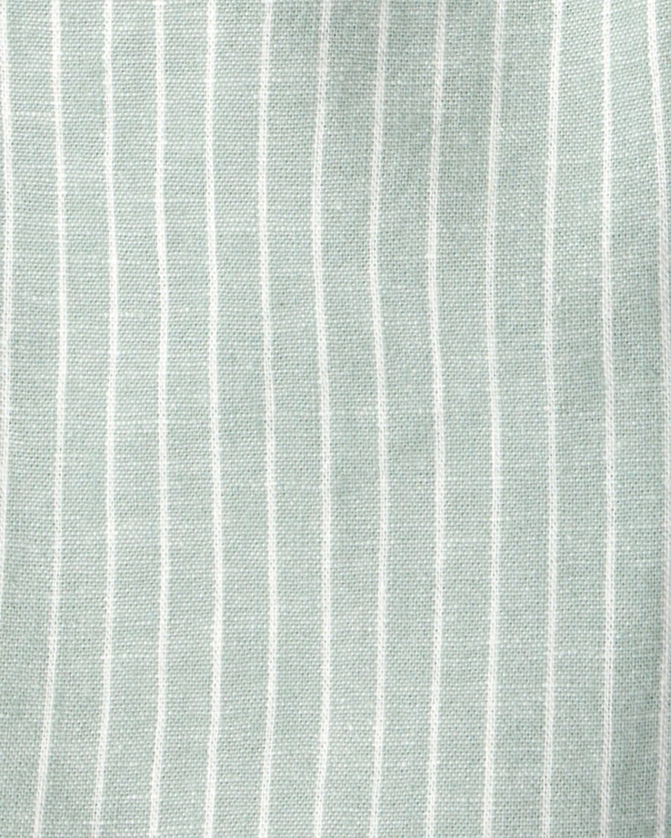 Conjunto dos piezas blusa y pantalón de lino, diseño a rayas verde