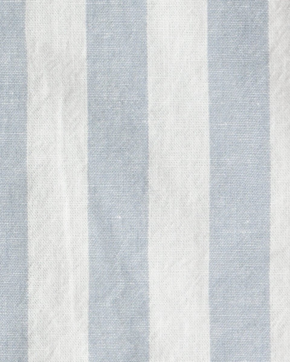 Conjunto dos piezas camisa de lino y pantalón corto de algodón, diseño a rayas azul
