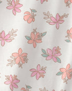Conjunto dos piezas camisa y pantalón corto de alogdón, diseño floral rosa