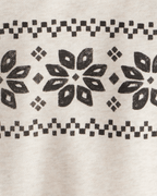 Conjunto dos piezas camiseta estampado Fair Isle y pantalón marfil