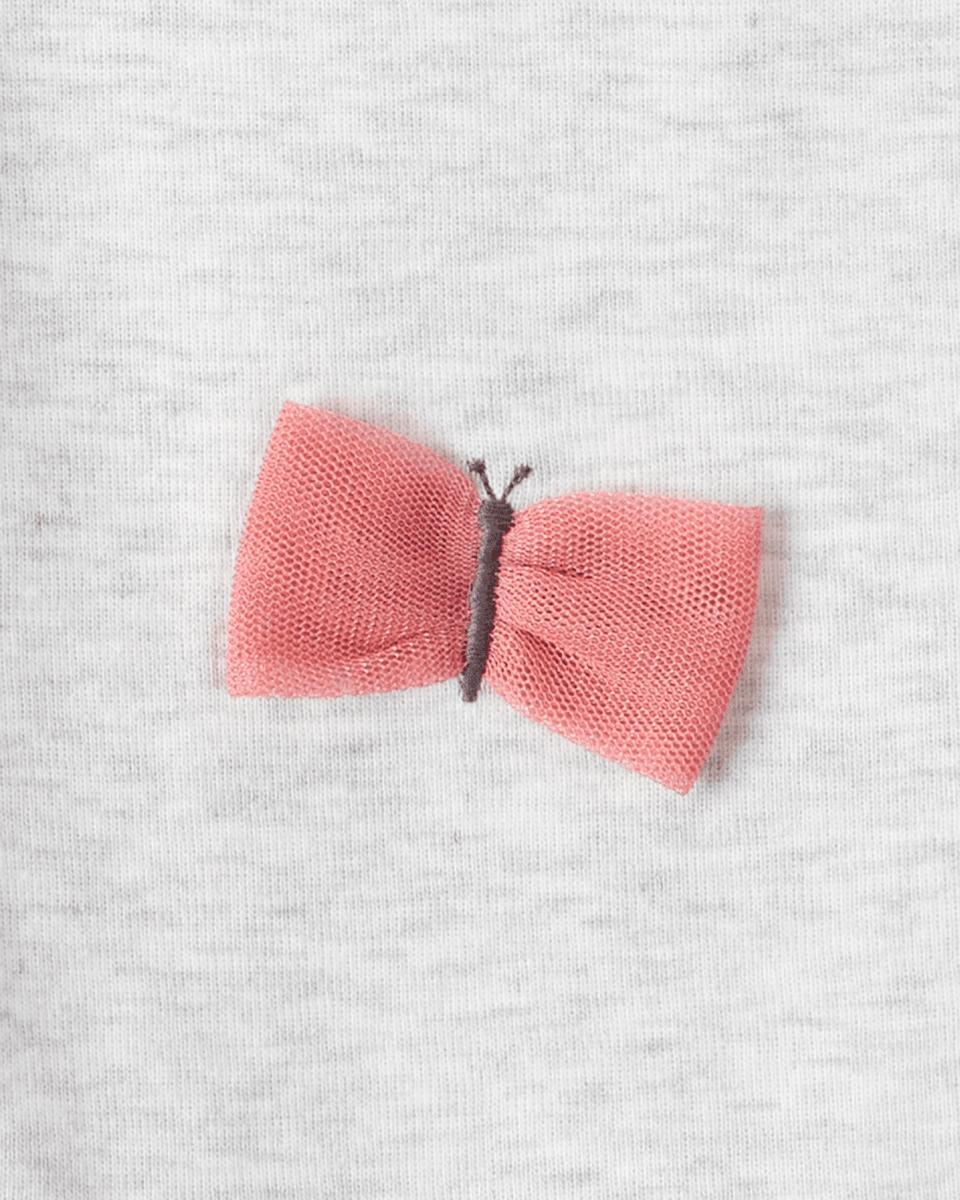 Conjunto dos piezas con body de mariposas y pantalón gris