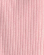 Conjunto dos piezas de algodón con peto corto chambray y camiseta con volantes rosa