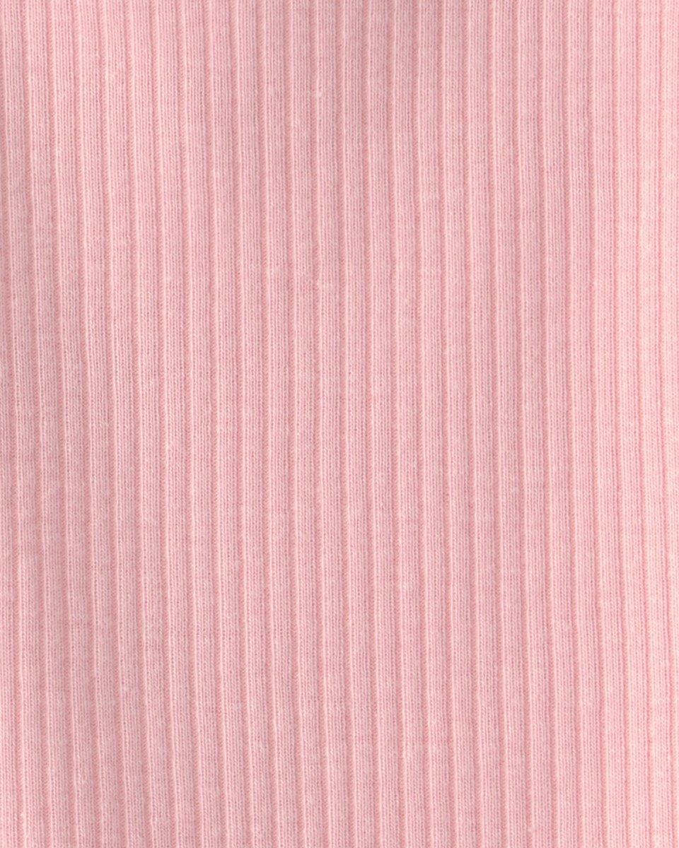 Conjunto dos piezas de algodón con peto corto chambray y camiseta con volantes rosa