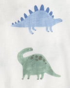 Conjunto dos piezas de algodón con peto corto y camiseta diseño dinosaurio