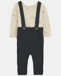 Conjunto dos piezas de algodón, pantalón con tiradores y body