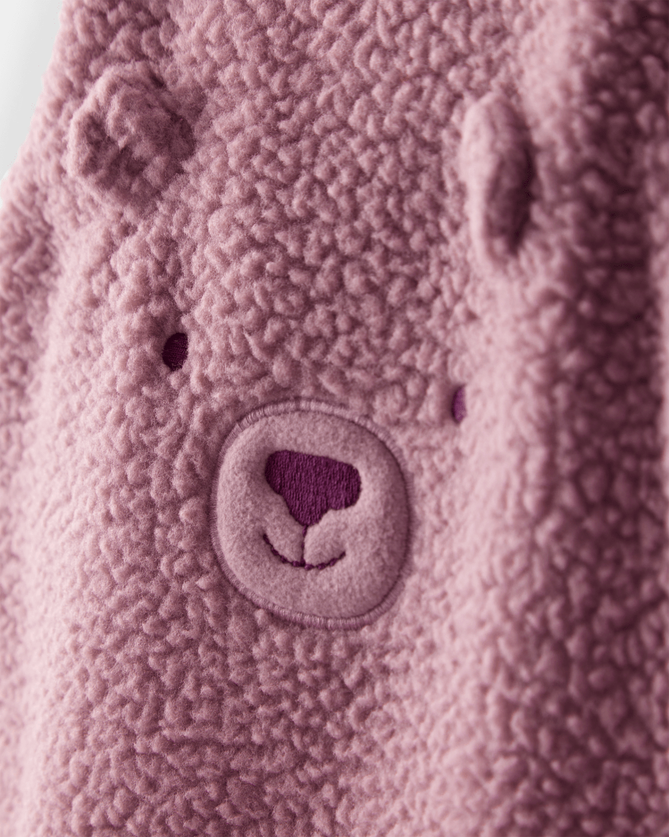 Conjunto dos piezas peto de felpa con oso y camiseta morado