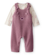 Conjunto dos piezas peto de felpa con oso y camiseta morado