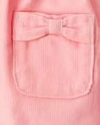 Conjunto 3 piezas con vestido jumper coral y lazos