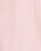 Conjunto tres piezas algodón pantalón y chaqueta punto canalés más body rosa
