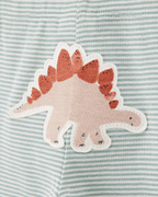 Conjunto tres piezas algodón pantalón y dos bodies diseño dinos