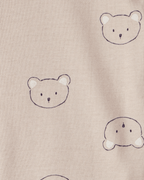 Conjunto tres piezas bodies manga larga y pantalón con oso marrón y blanco