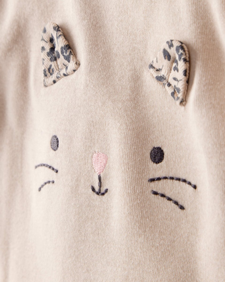Conjunto tres piezas bodies manga larga y pantalón estampado leopardo