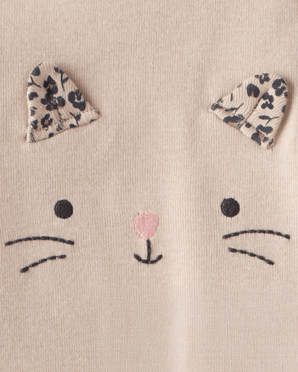 Conjunto tres piezas bodies manga larga y pantalón estampado leopardo