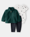 Conjunto tres piezas chaqueta de forro polar con cactus, body y pantalón