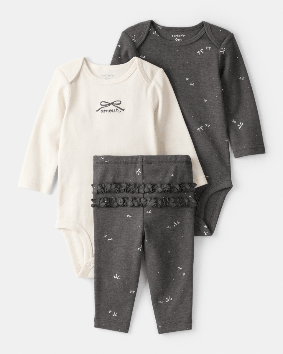 Conjunto tres piezas con dos bodies floral y pantalón
