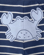 Conjunto tres piezas de algodón con dos bodies y pantalón, diseño animales marinos