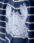 Conjunto tres piezas de algodón con dos bodies y pantalón, diseño animales marinos