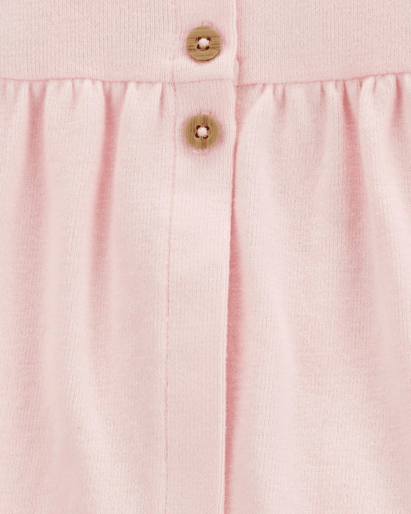 Conjunto tres piezas de algodón, pantalón, cárdigan y body, color rosa