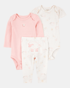 Conjunto tres piezas dos bodies y pantalón con diseño oveja