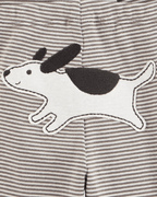 Conjunto tres piezas pantalón y dos bodies diseño de perro