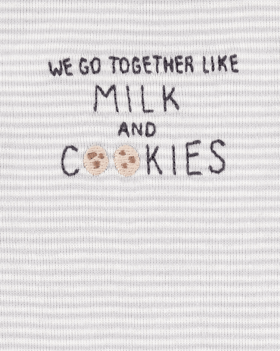Conjunto tres piezas pantalón y dos bodies diseño galletitas