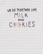 Conjunto tres piezas pantalón y dos bodies diseño galletitas