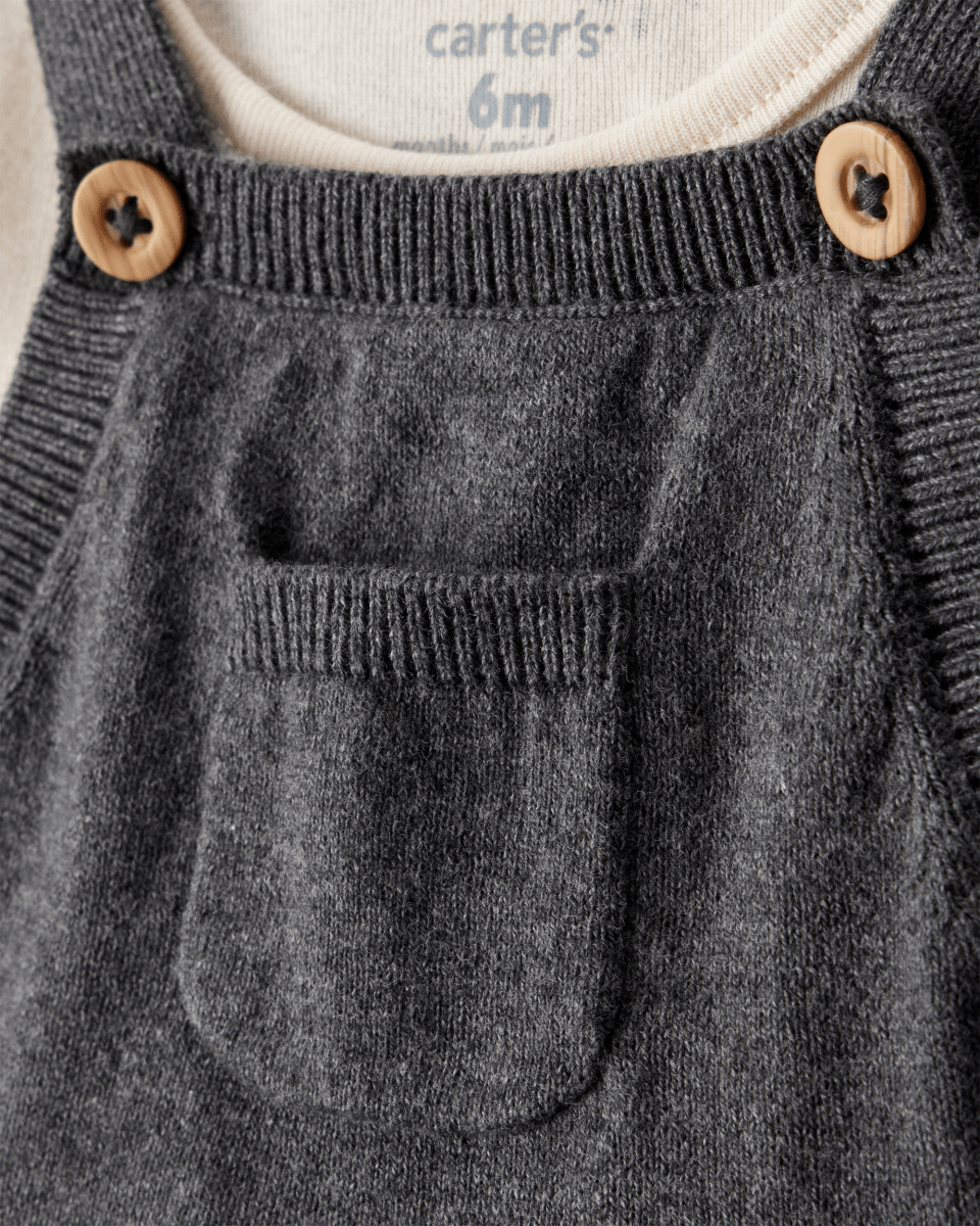 Conjunto vestido algodón gris con lazos