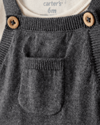 Conjunto vestido algodón gris con lazos