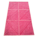 Contemporary Hot Pink Geometric Hand Tufted Wool Rug