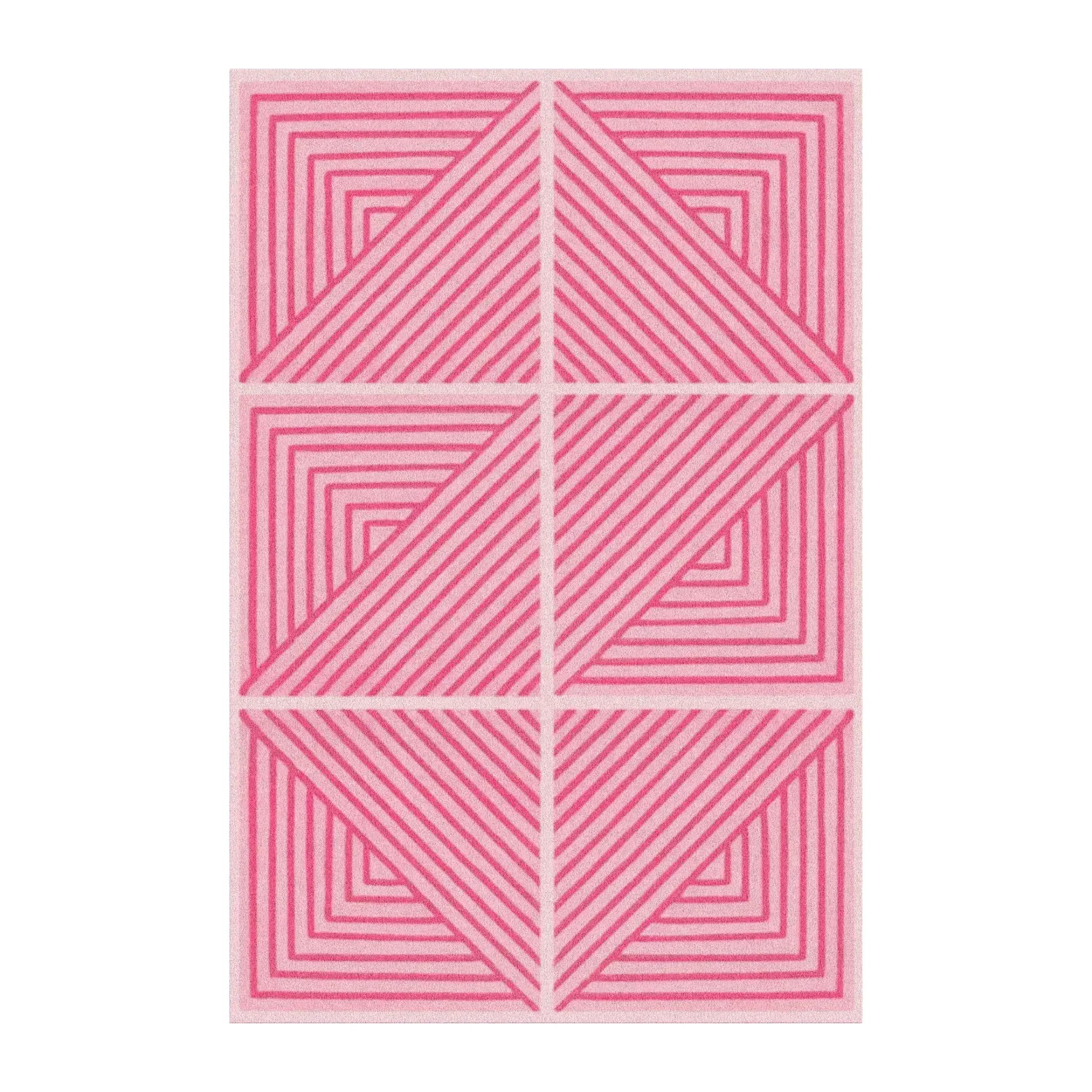 Contemporary Pink Geometric Hand Tufted Wool Rug