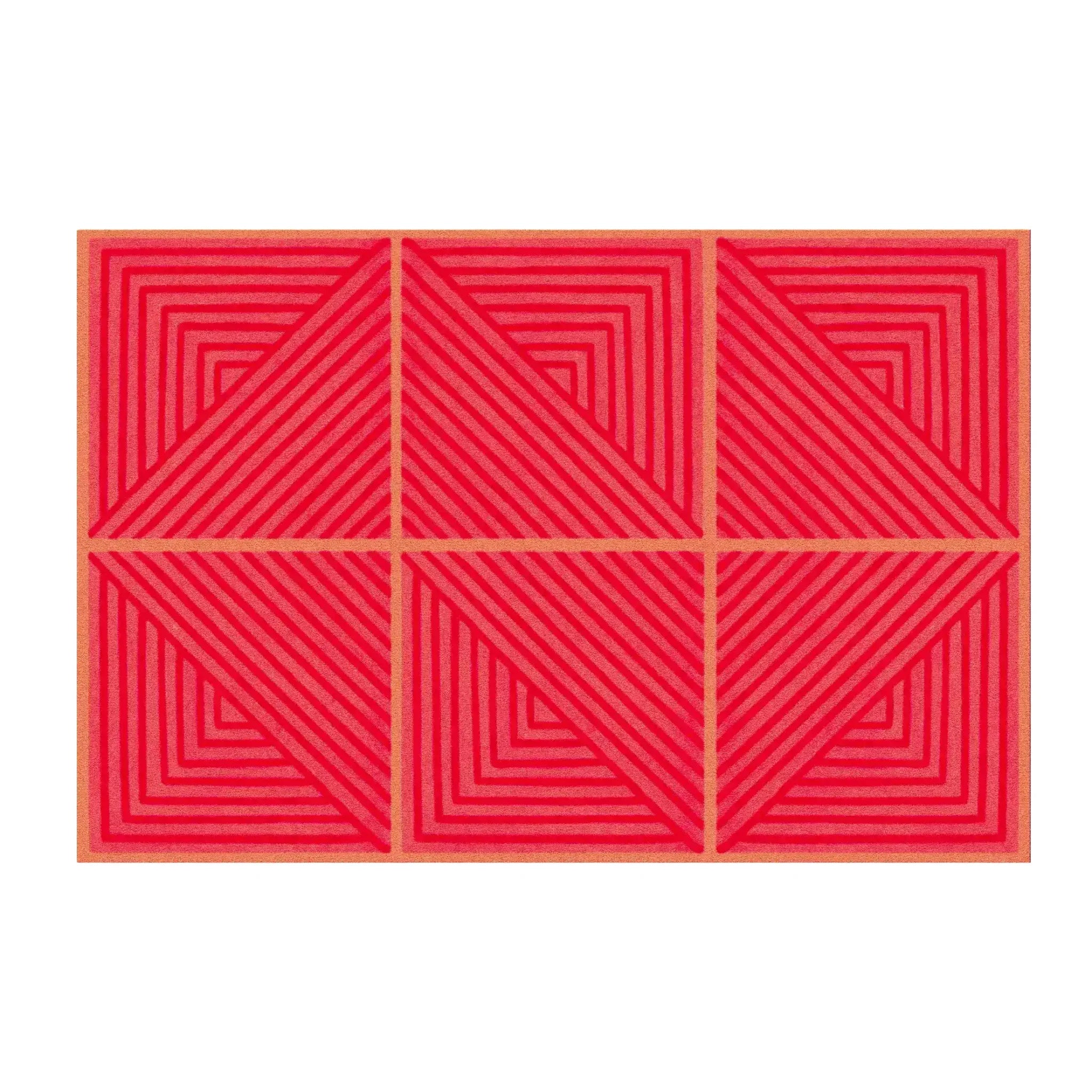 Contemporary Red Geometric Hand Tufted Wool Rug