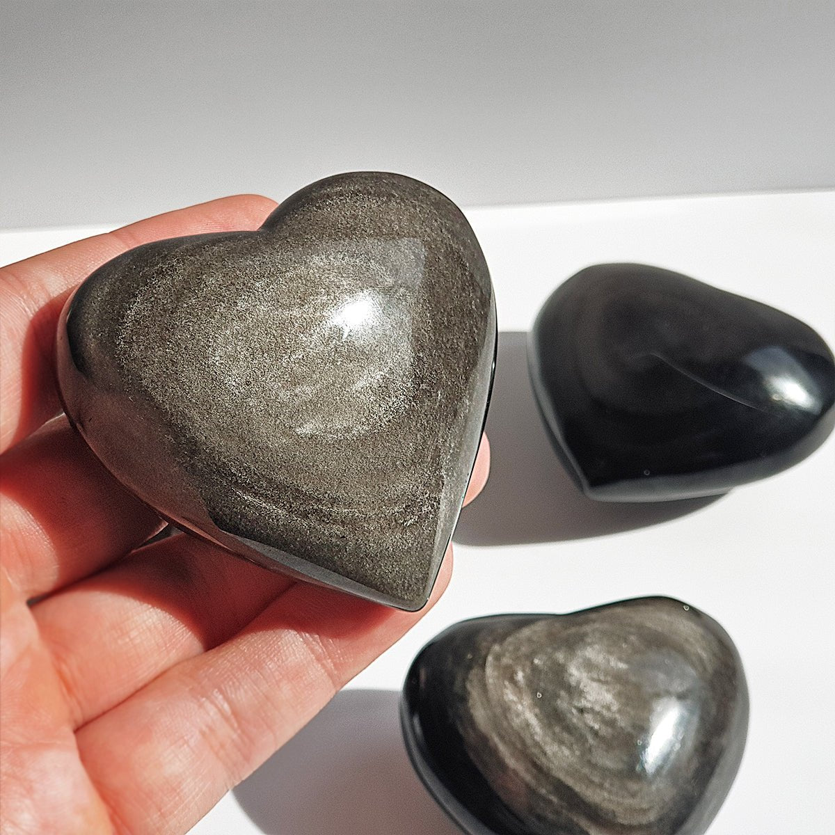 Corazón de Obsidiana Plateada