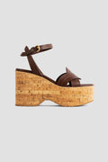 Gianvito Rossi Cork Platform Sandal — Brown