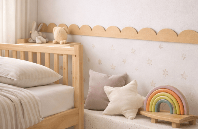 Cornisa de Madera Ondas - Haya Natural