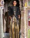 Embroidered Motif Boxy Shirt & Benares Brocade Striped Pant By KYNAH, Luxury Indian Fashion & Bridal Wear