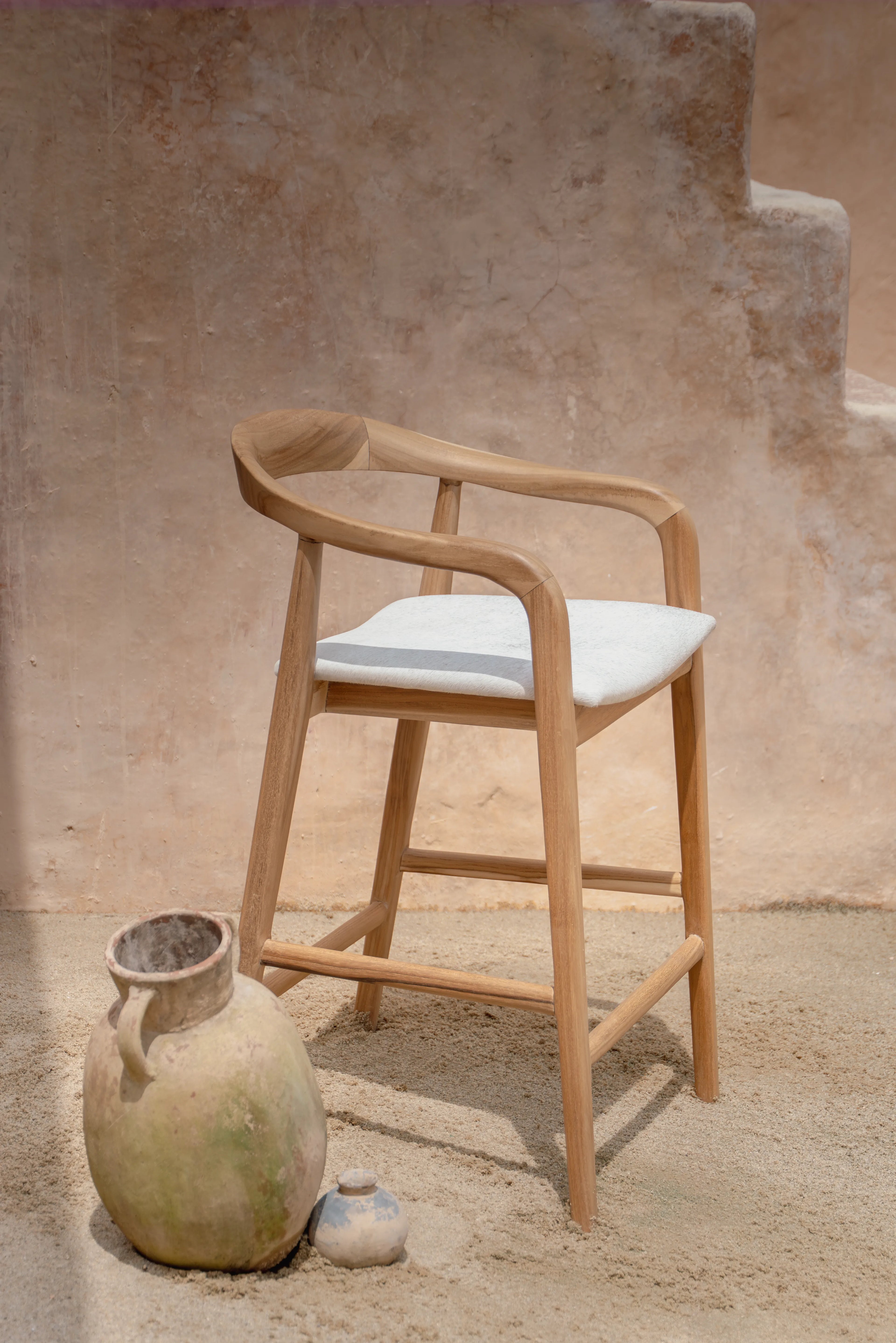 Emma Tight Woven Rattan Teak Counter Stool