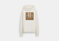 COACH® Women's Sudadera con capucha cuadrada de firma en Blanco, Talla Mediano