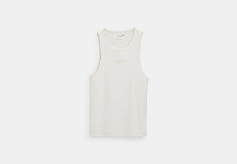 COACH® Women's Camiseta sin mangas en Blanco, Talla Mediano