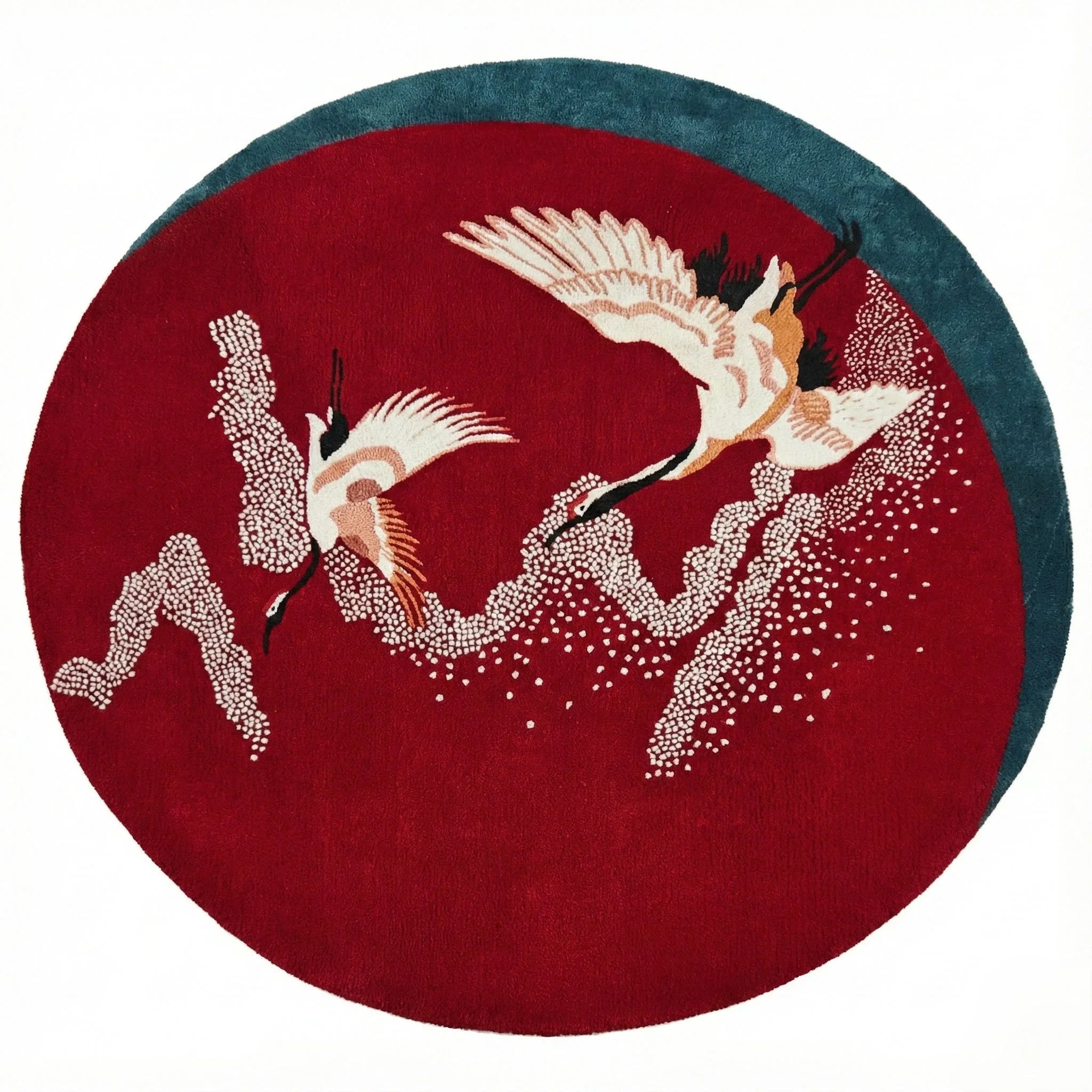 Crimson Flight Hand Tufted Round Rug