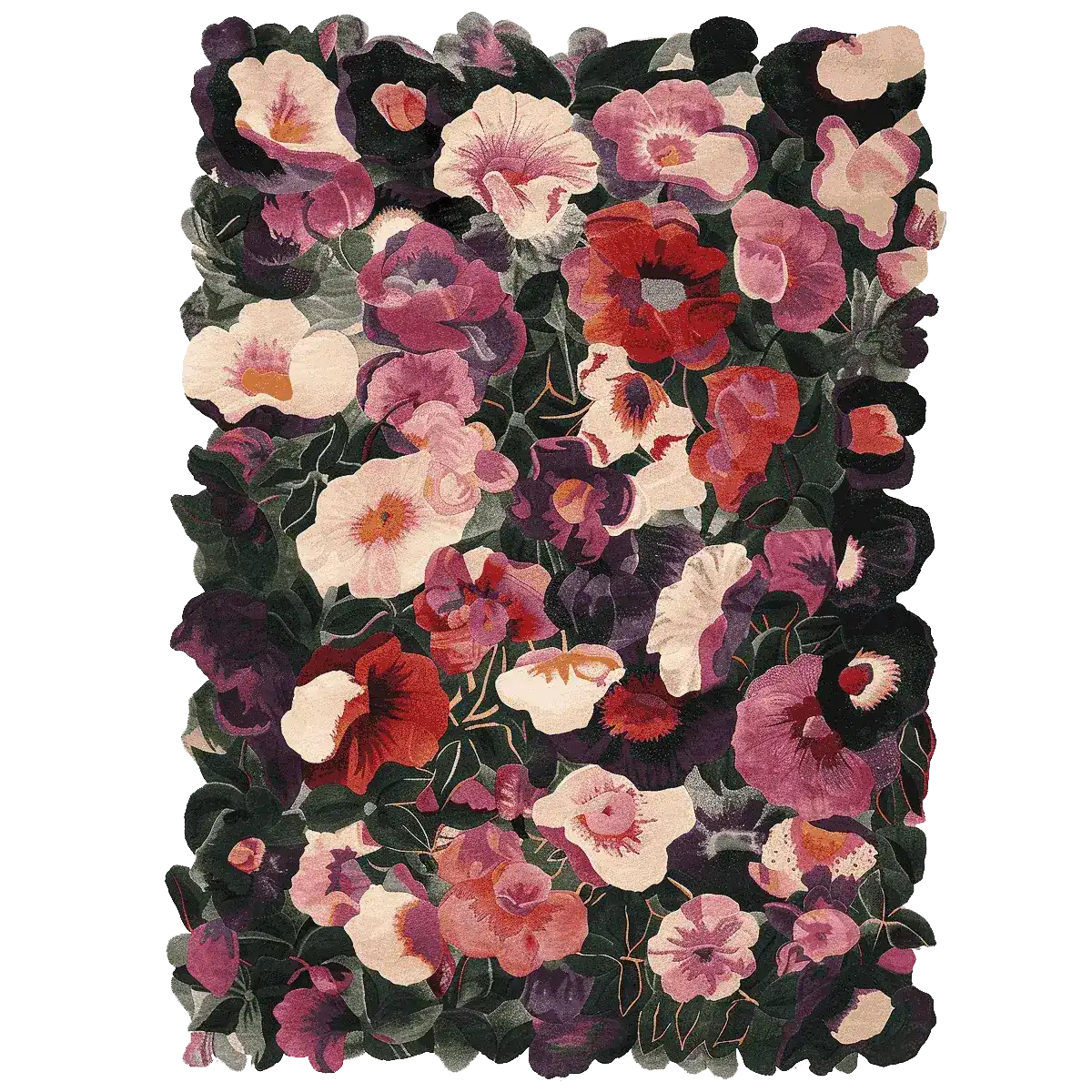 Crimson Flower Cascade Hand Tufted Rug